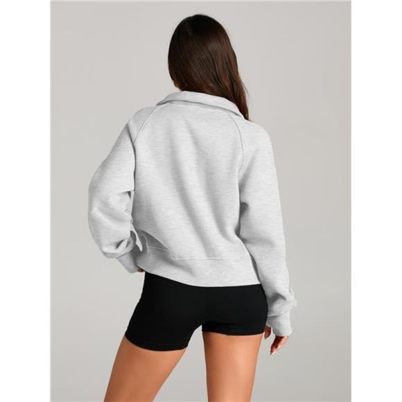 Sweatshirts Half Zip Cropped Pullover Fleece Quarter Zipper Hoodies For Women - Picture 2 of 6